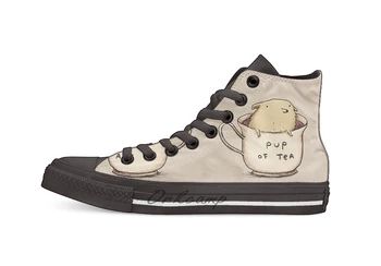 

Pup of Tea Casual High Top Canvas shoes sneakers Light Walking Shoes