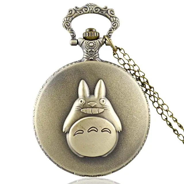 Vintage Bronze Totoro Quartz Pocket Watch Retro Men Women My Neighbor Totoro Pen Vintage Bronze Totoro Quartz Pocket Watch Retro Men Women My Neighbor Totoro Pen