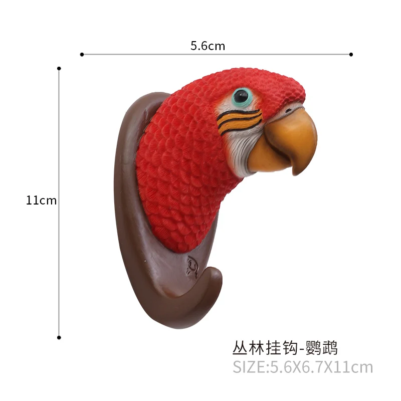 ROOGO тонкой попугай голову моделирование крючки декоративные птица настенные наклейки Прекрасный гостиная шляпа сумка висячие украшения