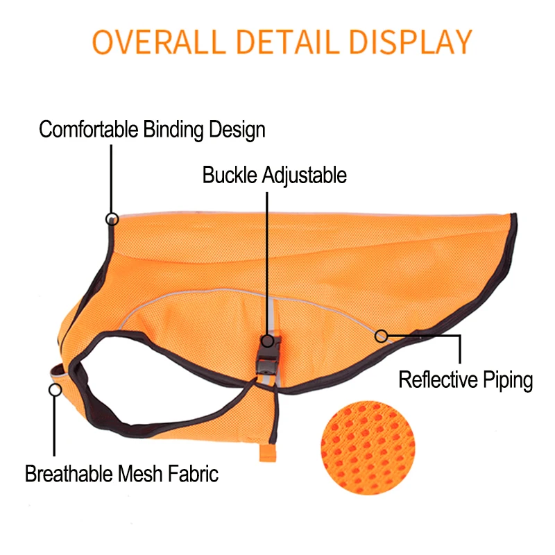 Летняя одежда для собак, Светоотражающий Жилет для улицы, одежда из дышащего сетчатого материала для собак среднего размера с охлаждающим эффектом, куртки