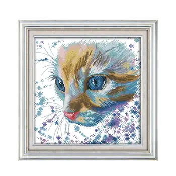 

Joy Sunday Kittens Cross Stitch Kit, 11CT 14CT Multi-Specification Handmade CMD Embroidery Thread with Chinese-style Gifts