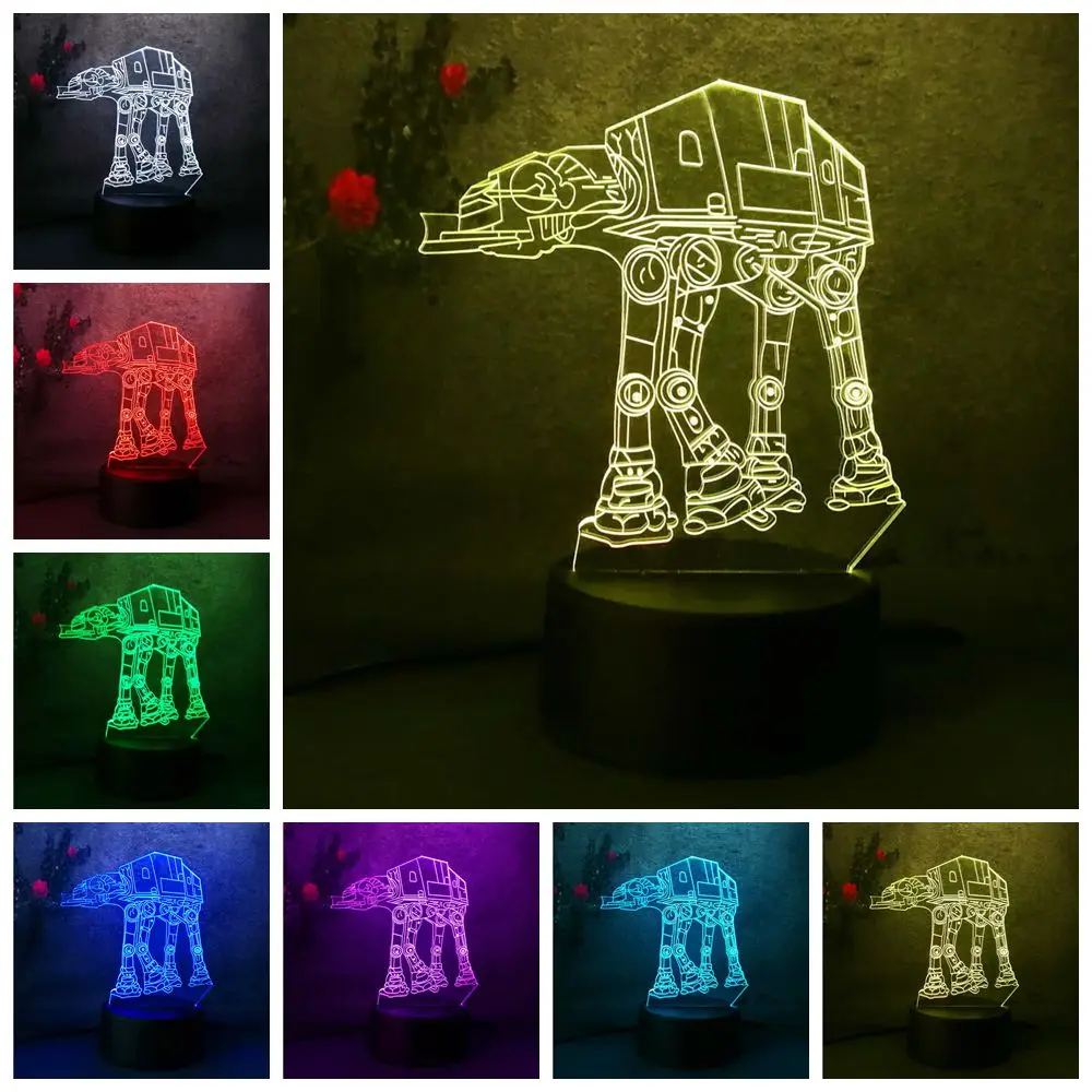 Lámpara remota táctil 3D Star Wars flash bombilla luz nocturna Robot perros USB Led mesa escritorio Lampara dormitorio para niños casa de la decoración de la luz