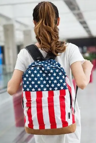 

Wholesale 10pcs Womens School Book Campus Bag Backpack Satchel US Flag Pattern