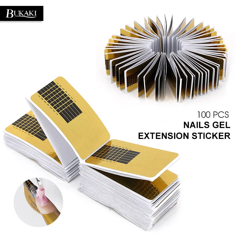 

BUKAKI 100 Pcs/Lot Nail Form For Acrylic UV Gel Tip Nails Extension Guide French DIY Tools Self-Adhesive Forms Stickers