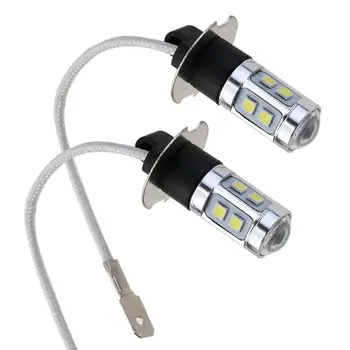 

2Pcs/set H3 3030 10SMD LED Car Headlight Bulb Aluminum Alloy Headlamp Vehicle Light-emitting Diode Front Fog Light Lamp