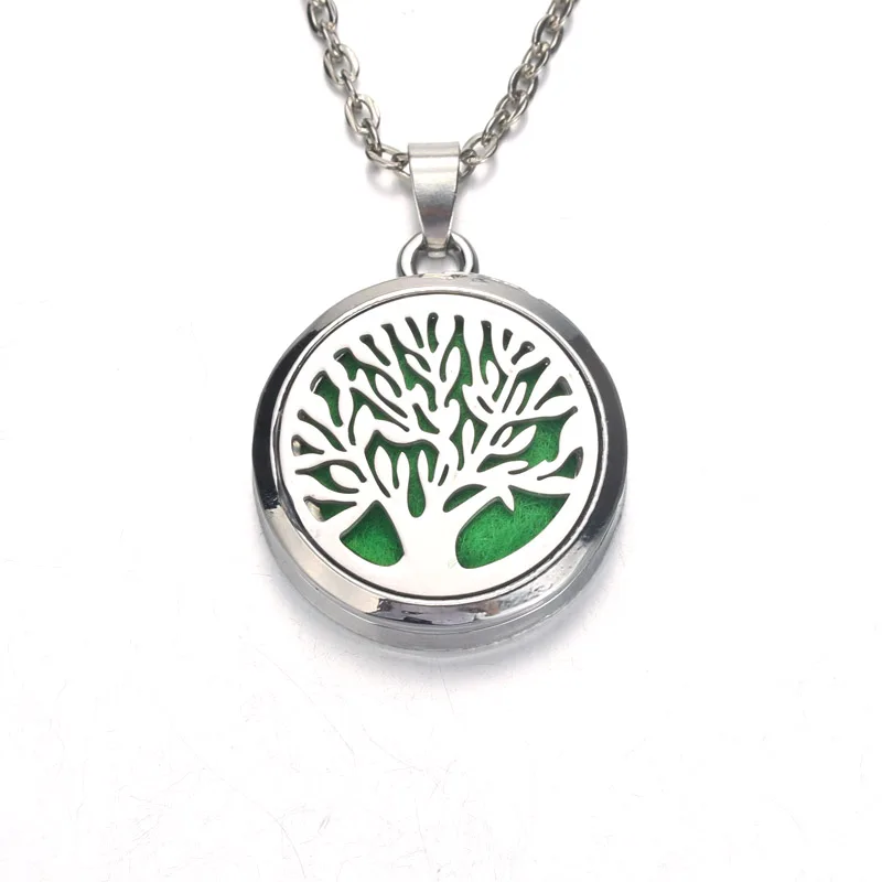 Silver Aroma tree of Life Diffuser Necklace Perfume Essential Oil