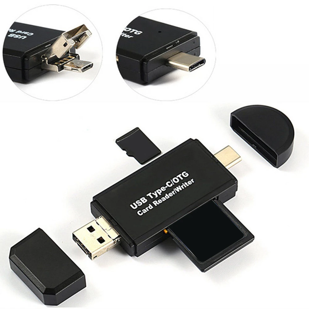 3 в 1 USB-C Тип C OTG кардридер высокая скорость USB 2,0 универсальный OTG TF картридер 2 микро-sd карты для Macbook huawei Android компьютер