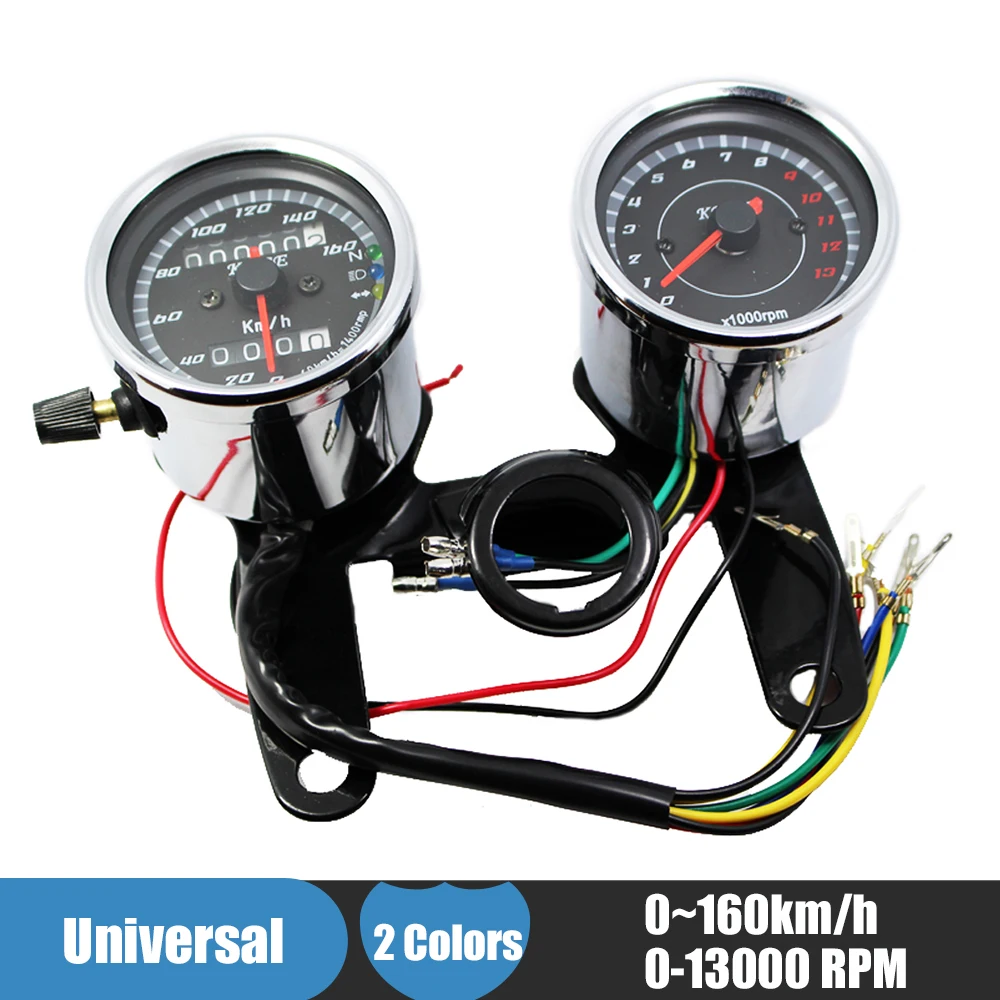 Chrome Motorcycle Speedometer Tachometer Set 0160km/h Odometer Tacho