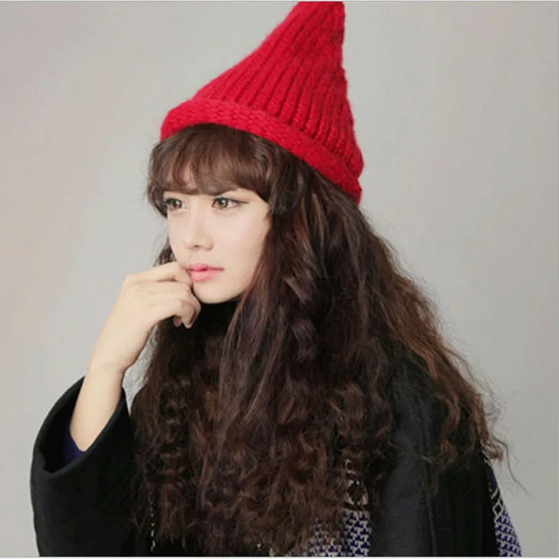 2016 Fashion Pure Color Women s Pointed hood winter beanie wool font b cap b font