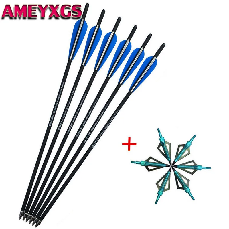 

6/12pcs 18"/20"/22" Archery Crossbow Bolts Arrows + 100gr Arrowheads Replaceable Broadheads Outdoor Hunting Shooting Accessories
