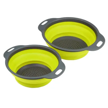 

2pcs Foldable Silicone Colander Fruit Vegetable Washing Drain Basket Strainer Kitchen Collapsible Silicone Colander Baskets