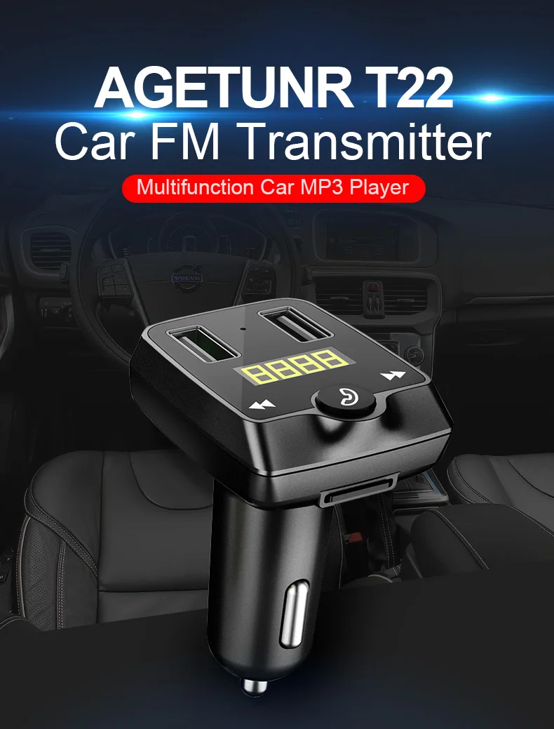 ANLUD FM Transmitter Bluetooth Car Kit MP3 Player Dual USB Bluetooth 4.2 Voltage Display Support FLAC Lossless Music Playing (1)