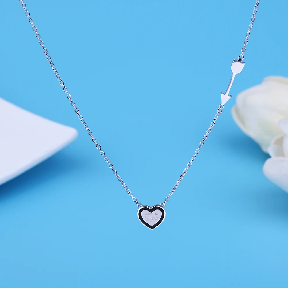 

VOJEFEN Hip hop Rapper Iced Out Cupid's Arrow Piercing Heart Pendants Necklace Chain 925 Sterling Silver Jewelry