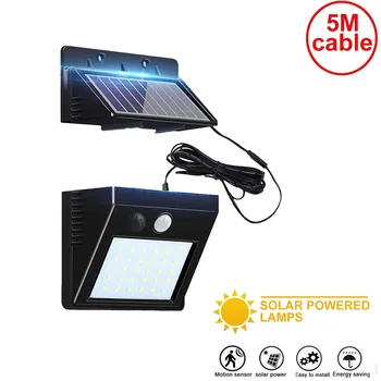 

30 leds solar light split panel 3 modes street wall security street deck decor fence lights for indoors light spot flood 5M wire