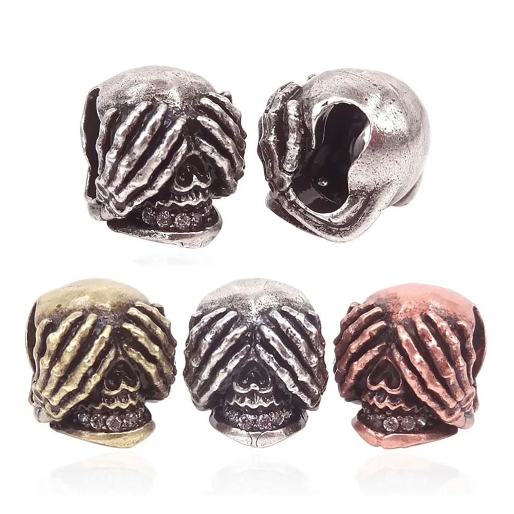 Clear Zircon Gemstone Pave Knight Helmet Mask Bracelet Connector Charm Beads