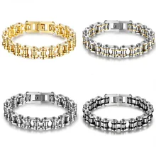 Ювелирные изделия из металла, нержавеющая сталь, байкер, Мужская Мотоциклетная цепь, панк-рок, мужской браслет, золотой подарок, 10