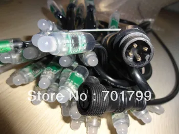 

50pcs DC5V input IP68 12mm TLS3001 LED pixel light,all black wire,input end with 2m long 4core male conector