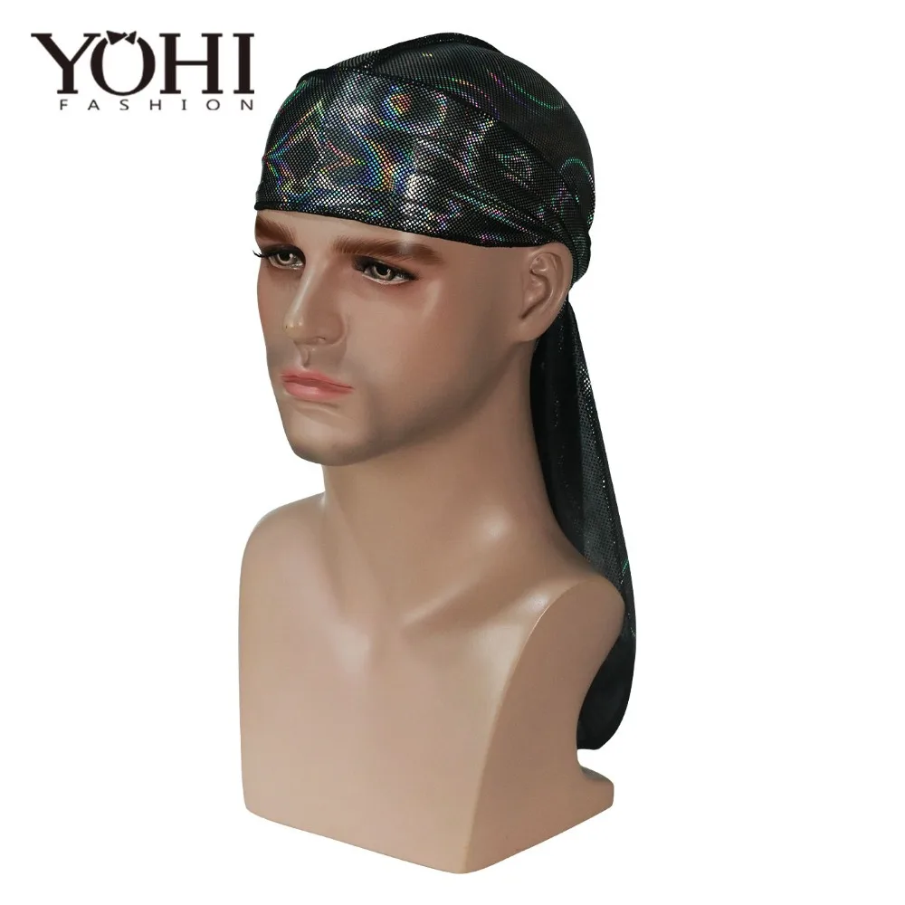24 hours to serve you Mesh Mens Silky Sparkly Durags Turban Floral Men