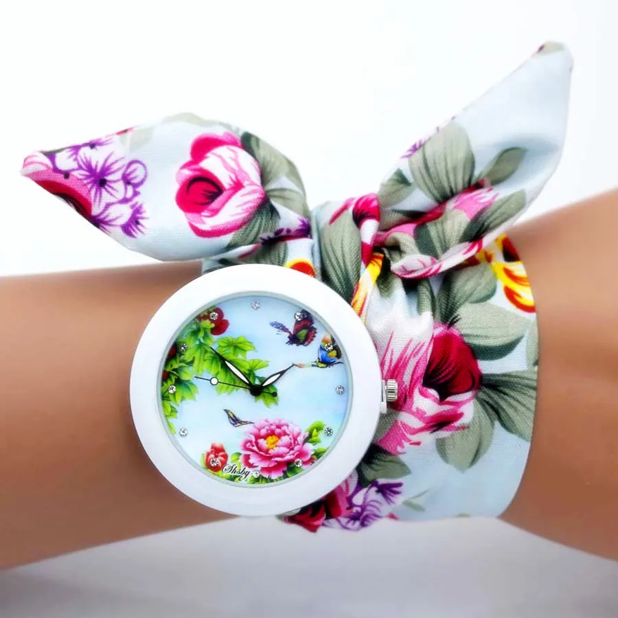 Shsby новые уникальные женские наручные часы из цветочной ткани модные женские нарядные часы высококачественные тканевые часы милые часы-браслет для девочек