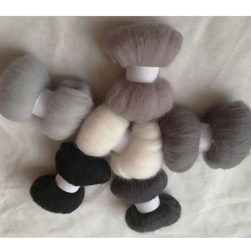 

WFPFBEC FELT merino sheep wool fiber needle felting wool roving for needle felted wool 10g/color 6colors 60g