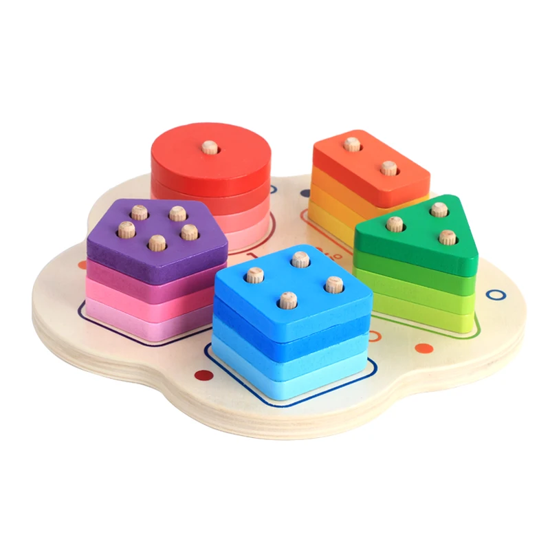Candice Guo Wooden Toy Wood Block Montessori Math Baby Hand Catch Pillar Number Match Game Geometrical Shape Color Board Gift Blocks Aliexpress