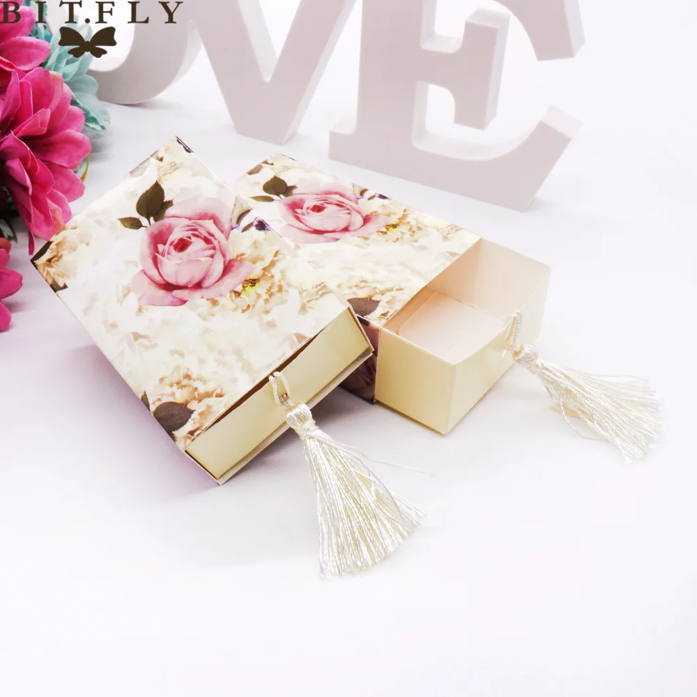 50 шт. коробка конфет на свадьбу ящик формирователь коробка для подарка путешествия коробка конфет цветы свадебный подарок коробка сумка для конфет Романтическая свадьба