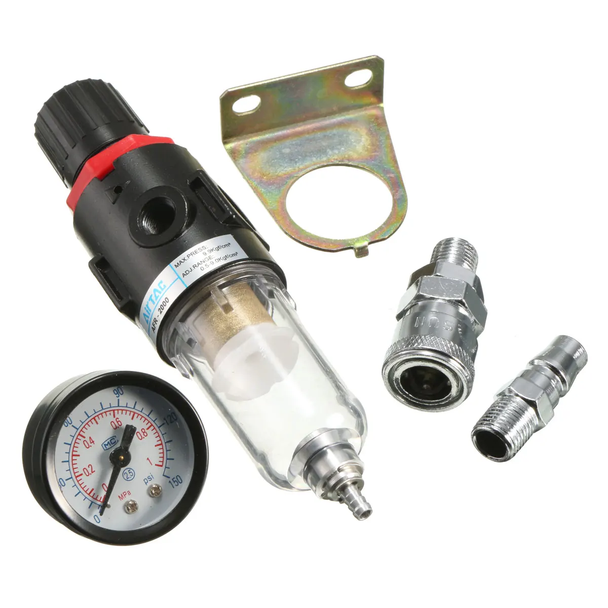 Воздушный компрессор фильтр 1/" 30-120PSI 40 микрон с регулятором манометр светильник фильтр для веса частицы сепаратор воды ловушка набор инструментов
