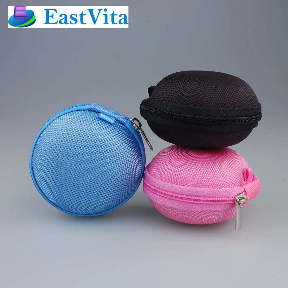 

EastVita 3pcs/lot Portable Case for Headphones Case Mini Zippered Round Storage Hard Bag Headset Box for Earphone Case r25