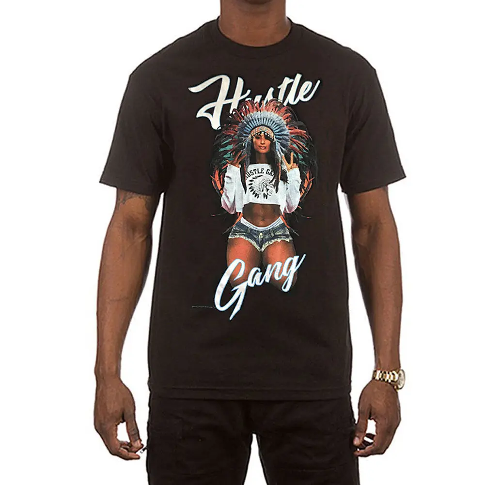 Hustle Gang Men's Peach Baby T Shirt Black Tee T Shirts