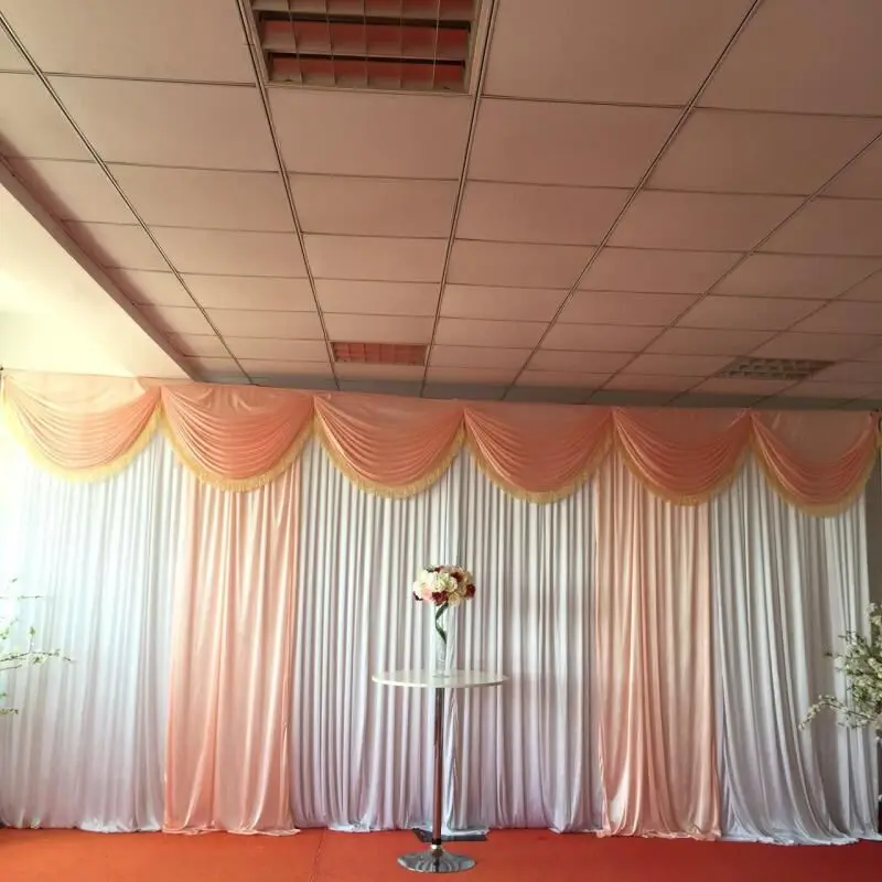 3m 6m Peach Color Wedding Backdrop With Tassel New Arrival