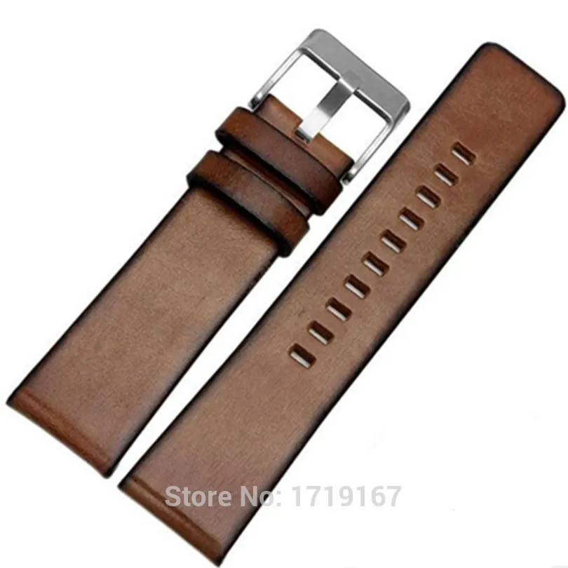 

Retro Cowhide Genuine Leather Watch Strap Band Bracelet 24mm Straight Mouth General Watchband + Tools