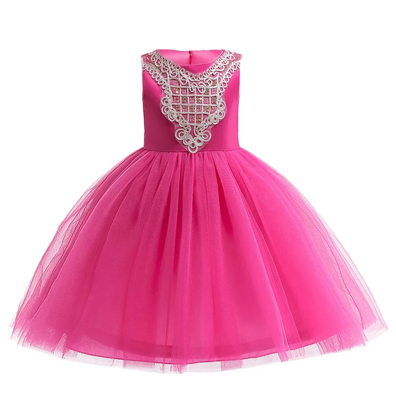 Платье с цветочным узором для девочек элегантные летние детские платья для девочек, детское вечернее платье vestido infantil, для детей 3, 4, 5, 6, 7, 8, 9, 10 лет - Цвет: Rose