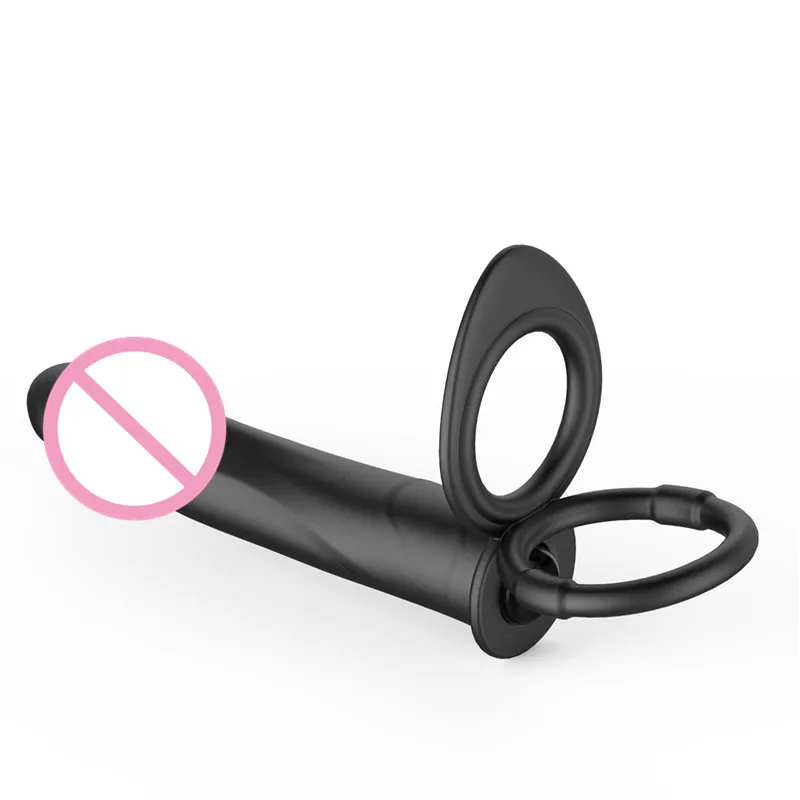 Double Vibrating Double Penetrator Straps on Dildo Anal Butt Plug Cock Ring Adult Sex Toy Sex Product for Women Realistic Dildo
