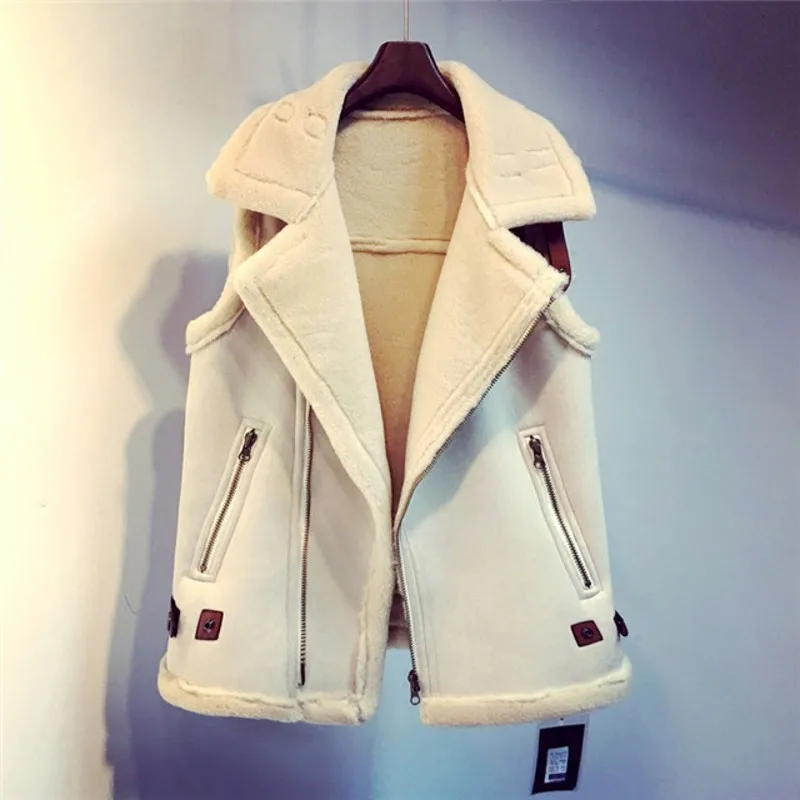 Beste Winter Vrouwen Vest 2018 vrouwen Mouwloos Vest Jas Patchwork Faux Suede Vesten Jas Vrouwelijke Faux Fur lam vest