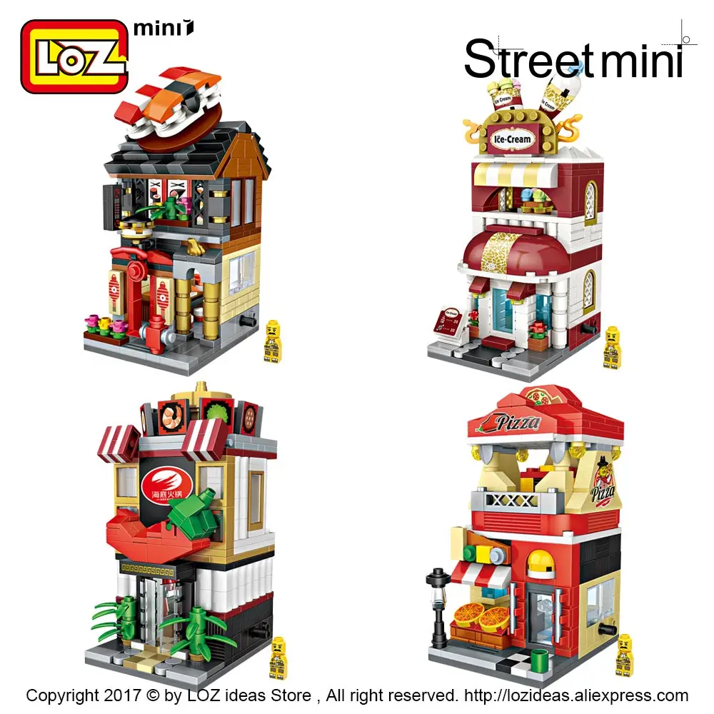 Лоз мини-блоки Строительные архитектурные блоки DIY кирпичики город серия мини модель "улица" магазин сборка игрушка Малыш Развивающие
