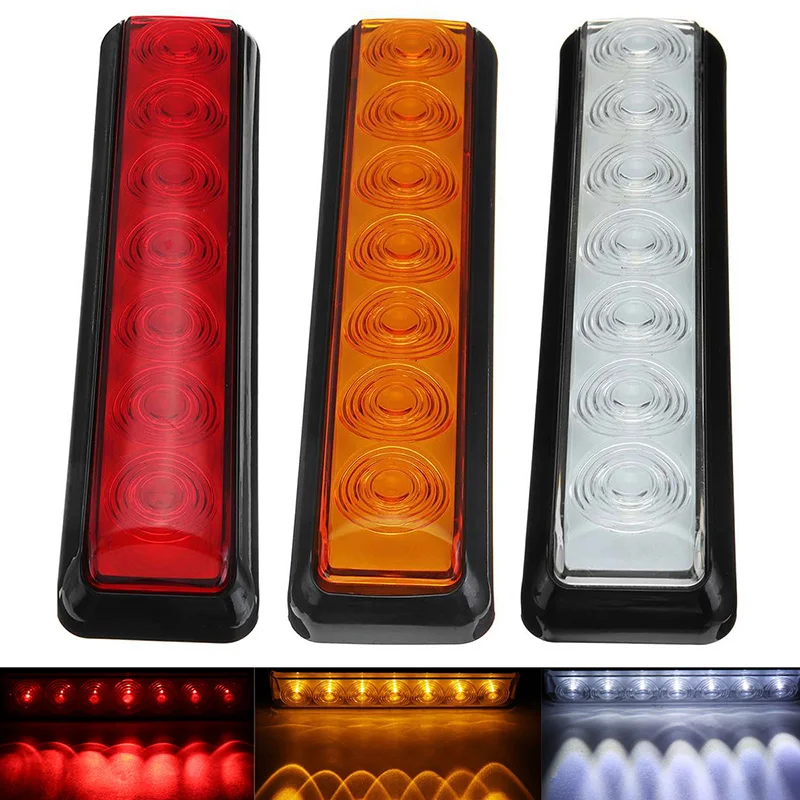 

1Pair 7LED 12V Truck Trailer Lorry Tail Lights Red Yellow White Stop Turn Signal Light Reverse Warning Lamp