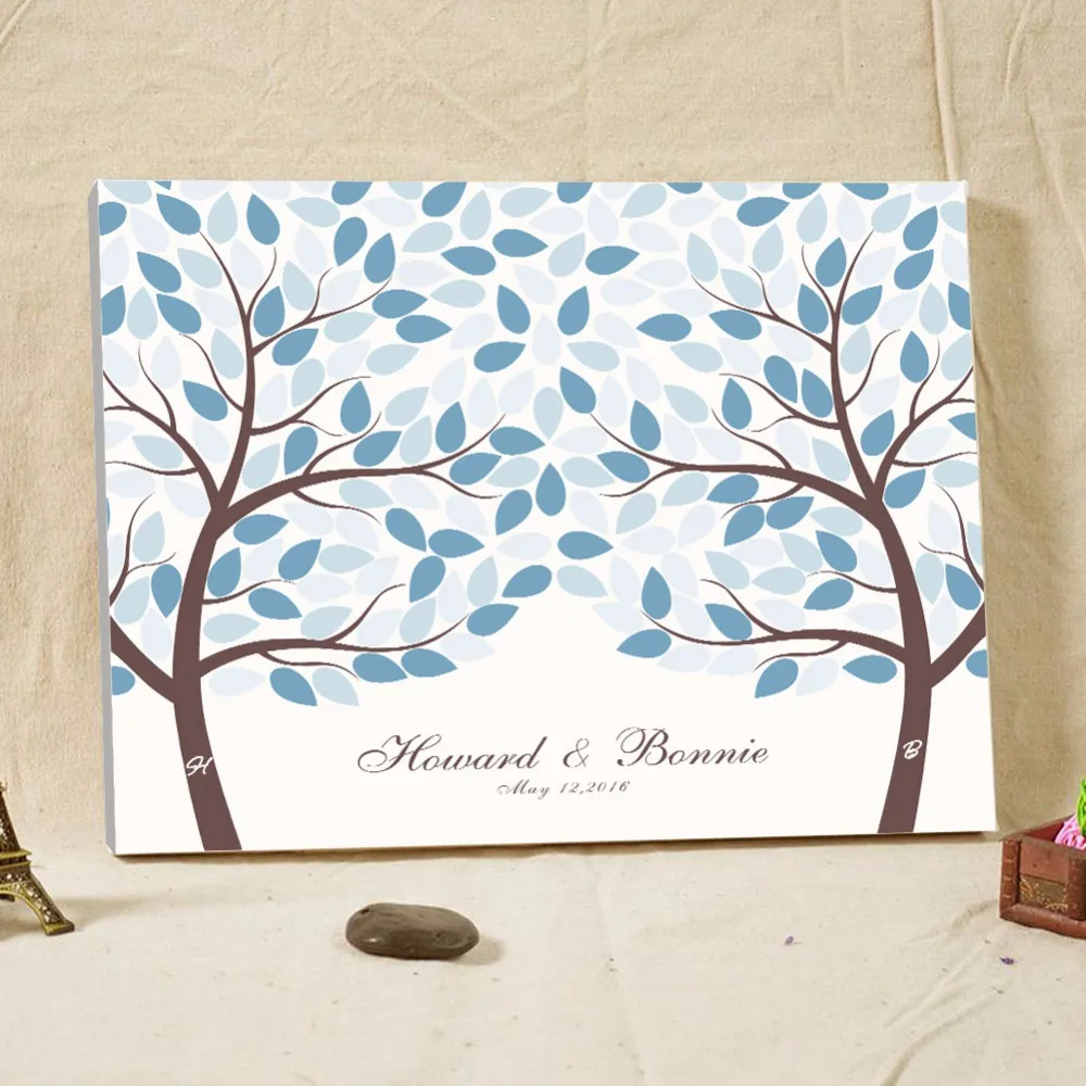 Light Blue Wedding Guest Book Canvas Signature Light Blue Wedding Guest Book Canvas Signature Personalized Fingerprint Tree For Baby Shower Name Date Dec In Books