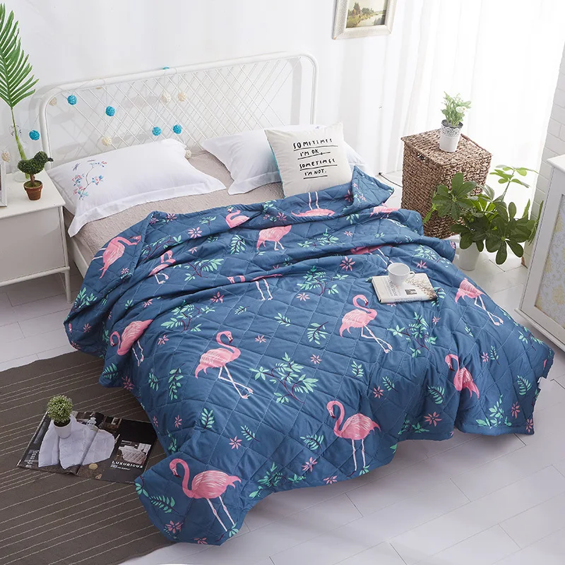 

Newest Cotton Bedspread Pastoral Bird Print Throw Blanket Summer Comforter Stiching Duvet Quilt Filling Suitable for Kids Adult