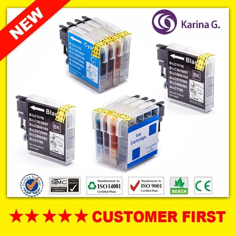 10x Совместимый картридж для принтера Brother LC 985 LC975 LC67 LC1100 LC980 XL чернильный DCP 185C 195C