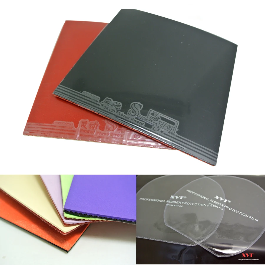 

ITTF Approved Three Sword Table Tennis rubber, ping pong rubber / Training Rubber Send Rubber Protection Film 2pcs/lot