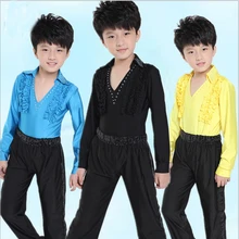 Boys Latin training suit children’s Latin dance practice costumes Autumn long-sleeved performing apparel for celebration party