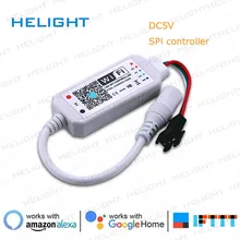 DC12V-24V wifi rgb pixel spi controlador por telefone inteligente app alexa e google casa para ws2811/1903/ws2812 tira de cor cheia