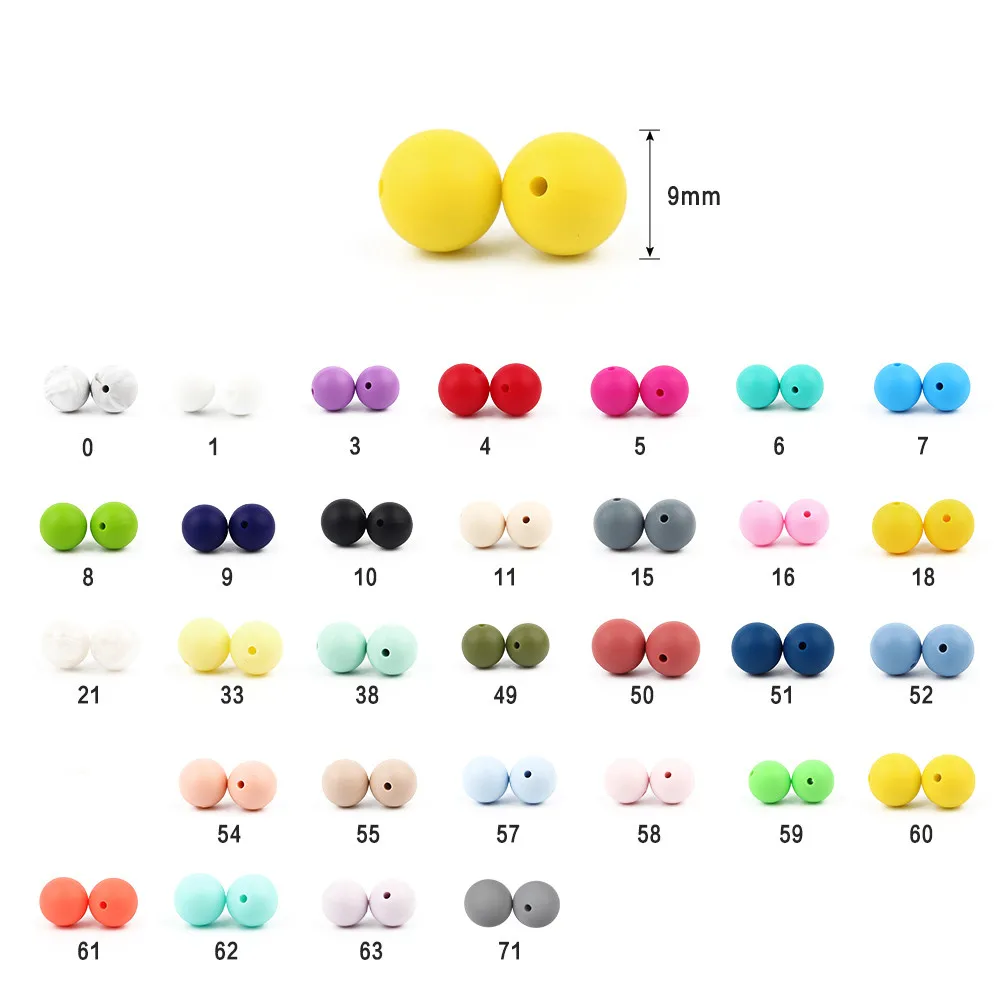 BOBO.BOX 100pcs 실리콘 비즈 9mm 친환경 감각 젖니 목걸이, 식품 등급 엄마 간호 DIY 쥬얼리 Teethers 장난감