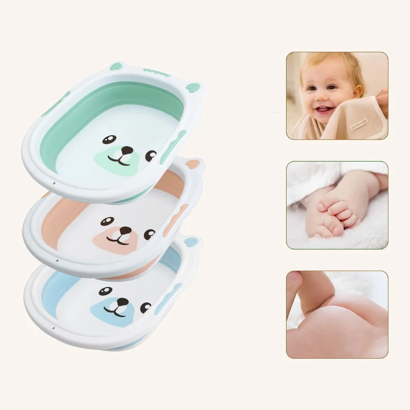 Baby Foldable Bath Tub Folding Basin Silicone Bathtub Portable Children Washing Face Foot Tubs Collapsible Thicken Washbasin