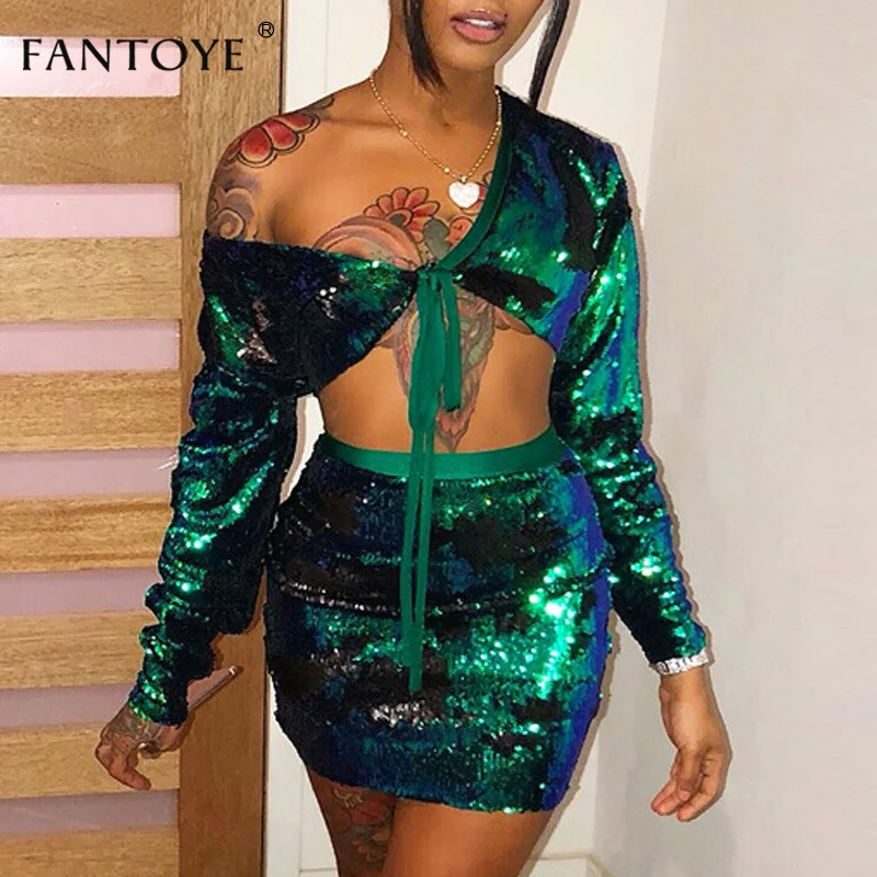 Fantoye Sexy бандаж из двух частей платье Для женщин 2018 новое с открытыми плечами со