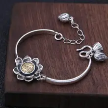 Ювелирные изделия из стерлингового серебра 925 пробы модные классические крутящийя Лотос женский браслет S925 ювелирные изделия(FGL