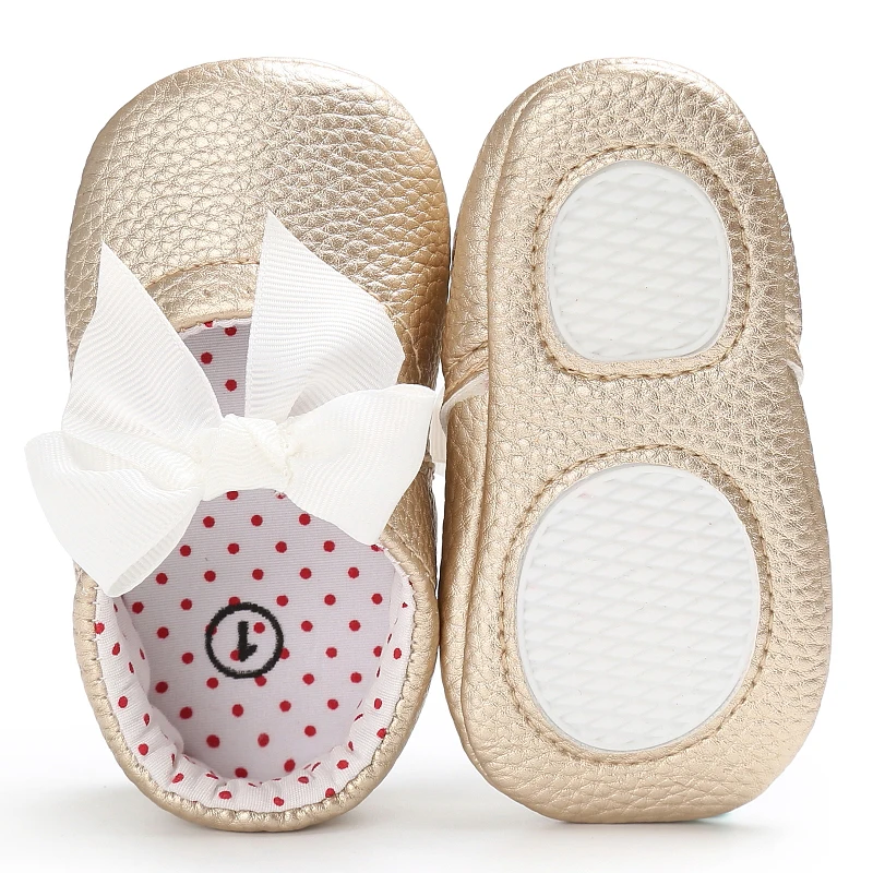 0-18 месяцев новорожденный девочка розовый кахаки белый из искусственной кожи туфли с бантиком для принцессы первые ходунки