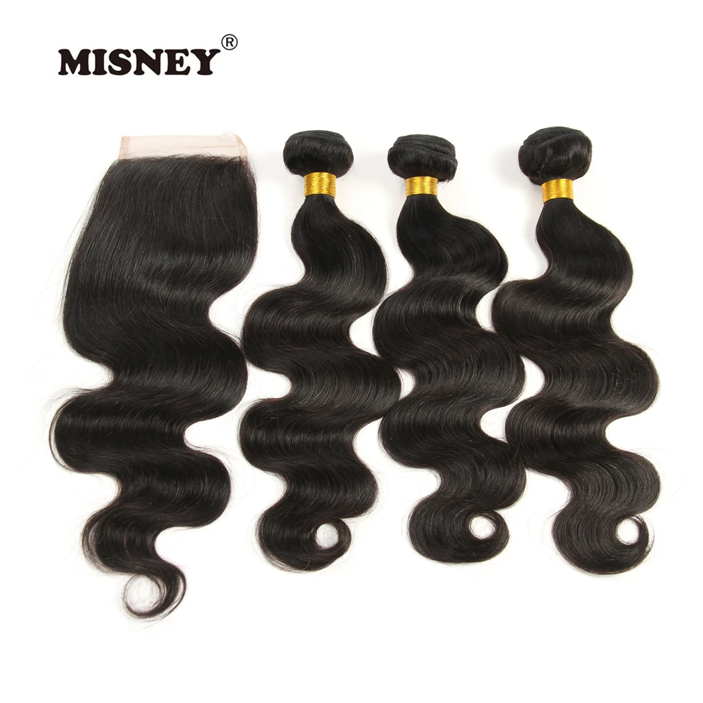 Remy Hair Brazilian Body Wave Hair Weaving 3 Bundles With 4x4 Lace Closure Natural Black Color 100% Human Hair Extension Remy Hair Brazilian Body Wave Hair Weaving 3 Bundles With 4x4 Lace Closure Natural Black Color 100% Human Hair Extension