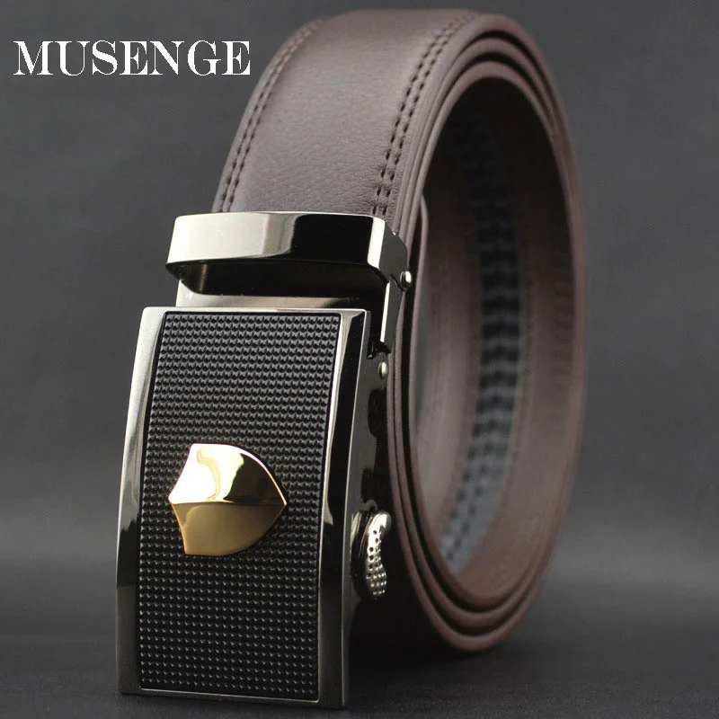 

Musenge Leather Belt Men Automatic Buckle Designer Genuine Leather Luxury riem cintos para homens quality mens belts cinturon