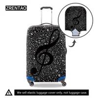 ZRENTAO personalized luggage cover protector elastic suitcase protective covers for 18-30 inch case 3D music note printed cover
